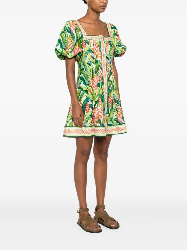 FARM Rio floral-print Mini Dress | Green | FARFETCH JO