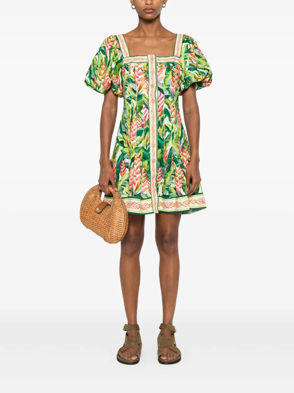 FARM Rio Mini-jurk met bloemenprint - Groen