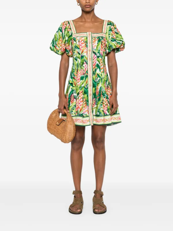 slim fit dress slacks Farm Rio Palermo Belted Organic Cotton Mini Dress