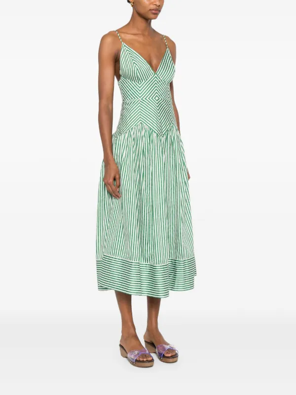 farm rio green white dress Farm Rio Women's Floral Cascade Midi Dress