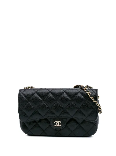 CHANEL Pre-Owned 2021-2024 CC Quilted Caviar Flap Phone Holder Wallet on Chain crossbody bag