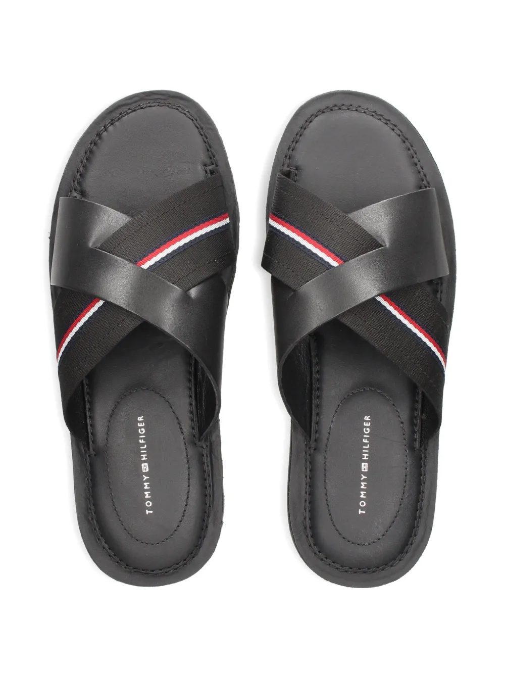 Tommy Hilfiger cross-strap slide sandals Black