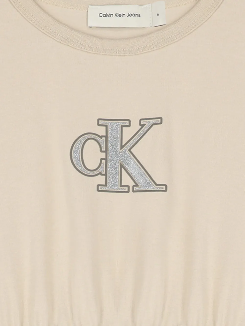 Calvin Klein Kids Jurk met glitterlogo Beige