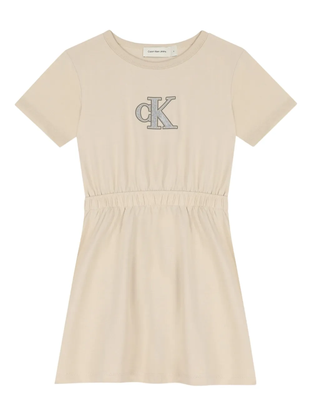 Calvin Klein Kids Jurk met glitterlogo Beige