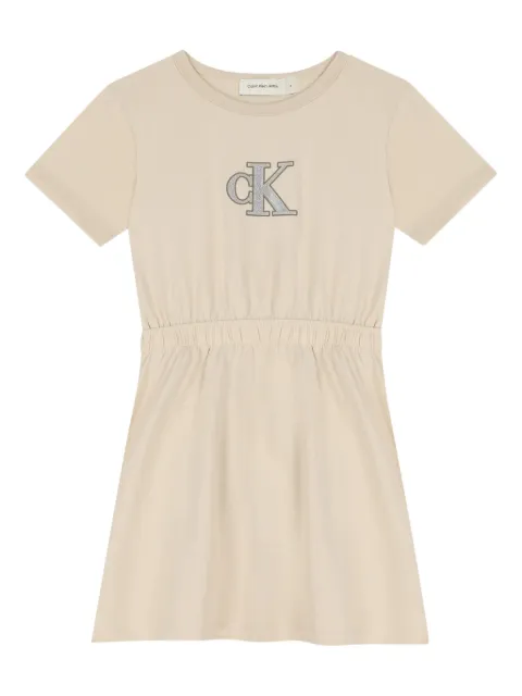 Calvin Klein Kids فستان 'جليتري' بشعار 
