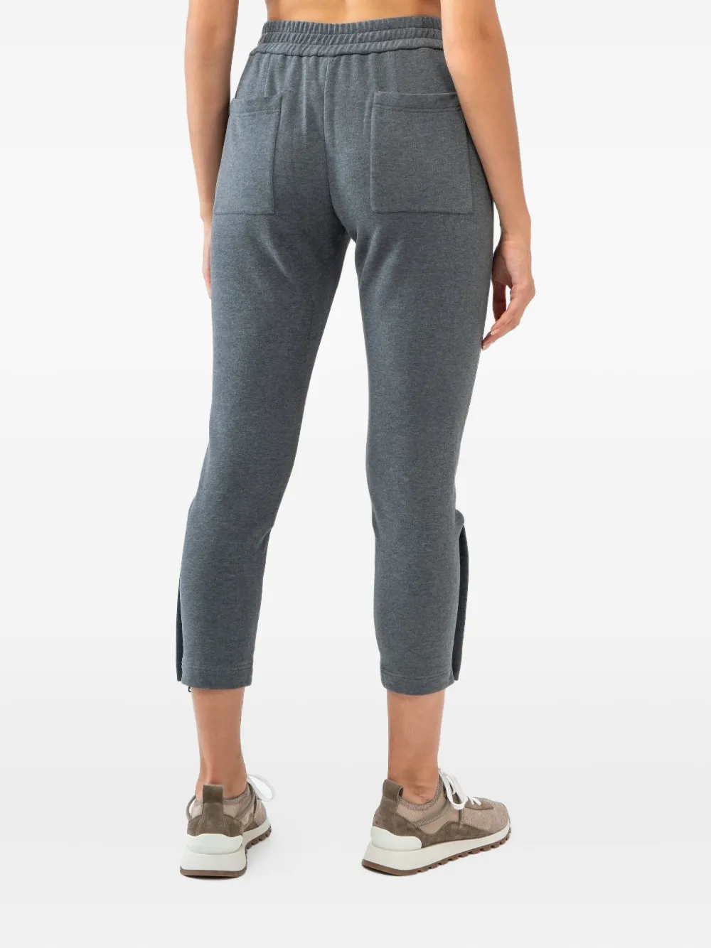 Brunello Cucinelli drawstring zip-detail trousers Grijs