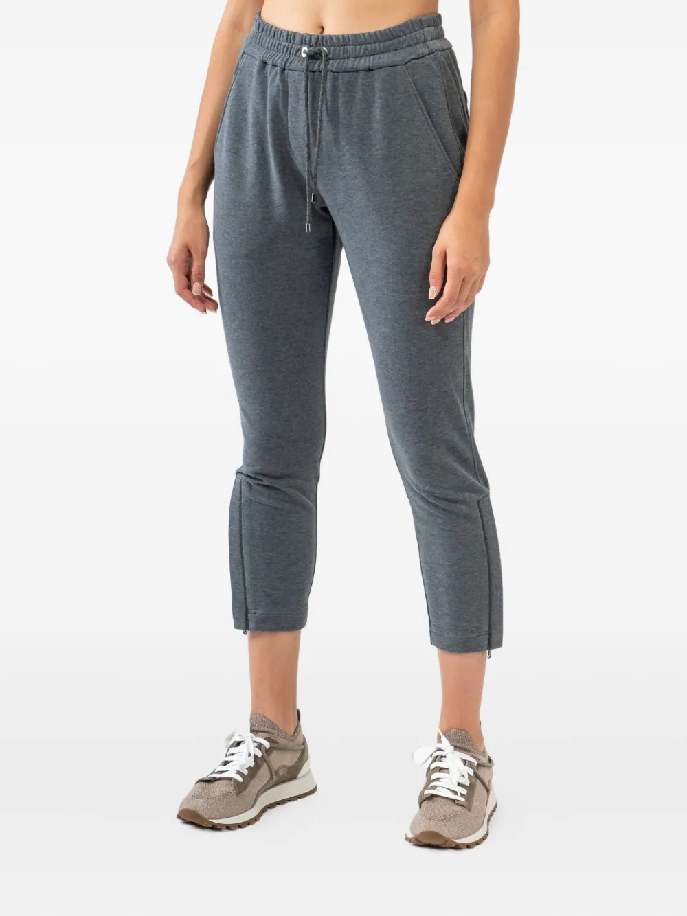 Brunello Cucinelli drawstring zip-detail trousers Grijs