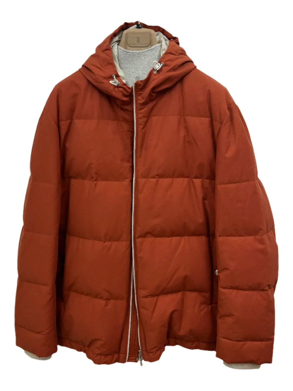 Brunello Cucinelli hooded puffer jacket Oranje