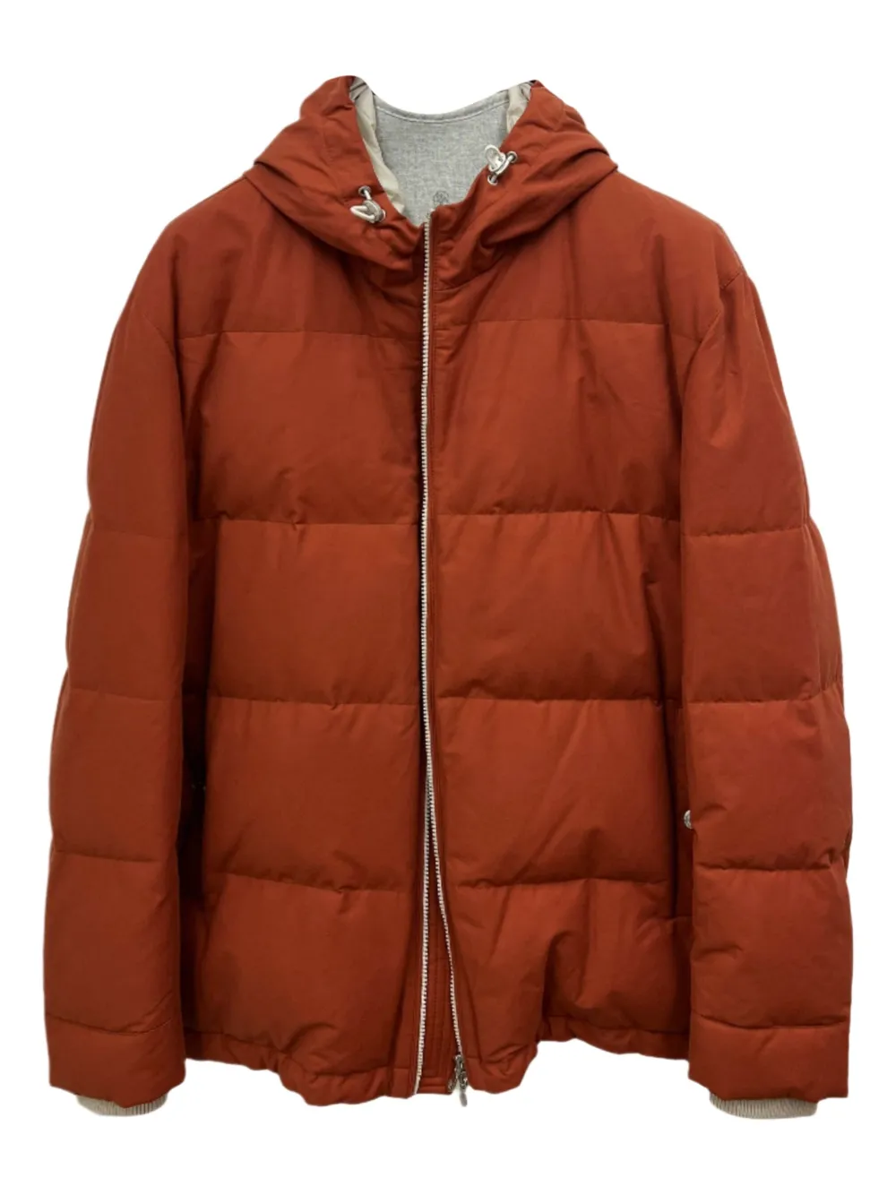 Brunello Cucinelli Donsjack met capuchon Oranje