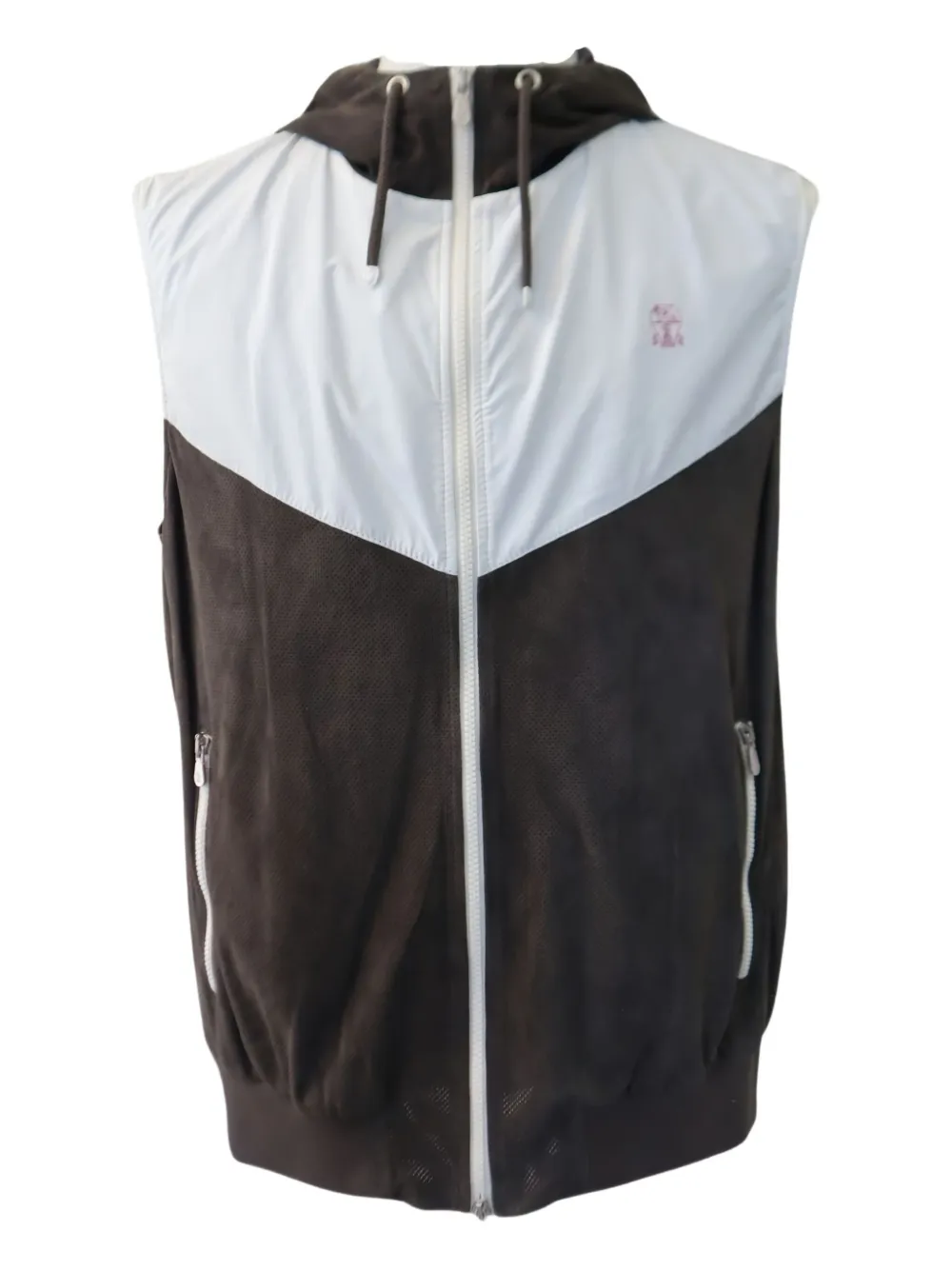 Brunello Cucinelli Leren spencer met capuchon Bruin
