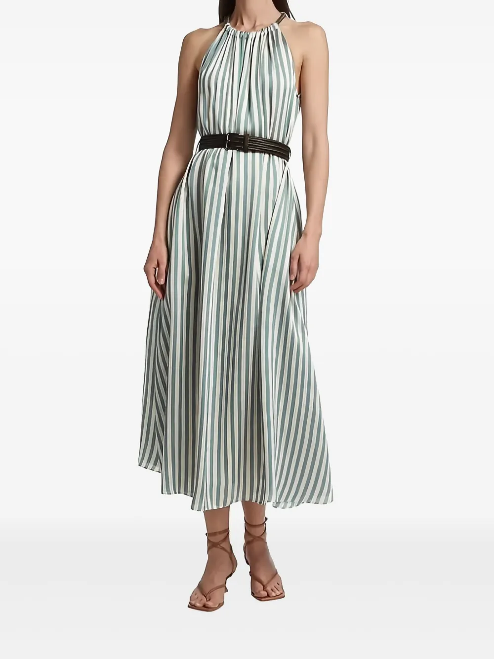 Brunello Cucinelli Gestreepte maxi-jurk Wit