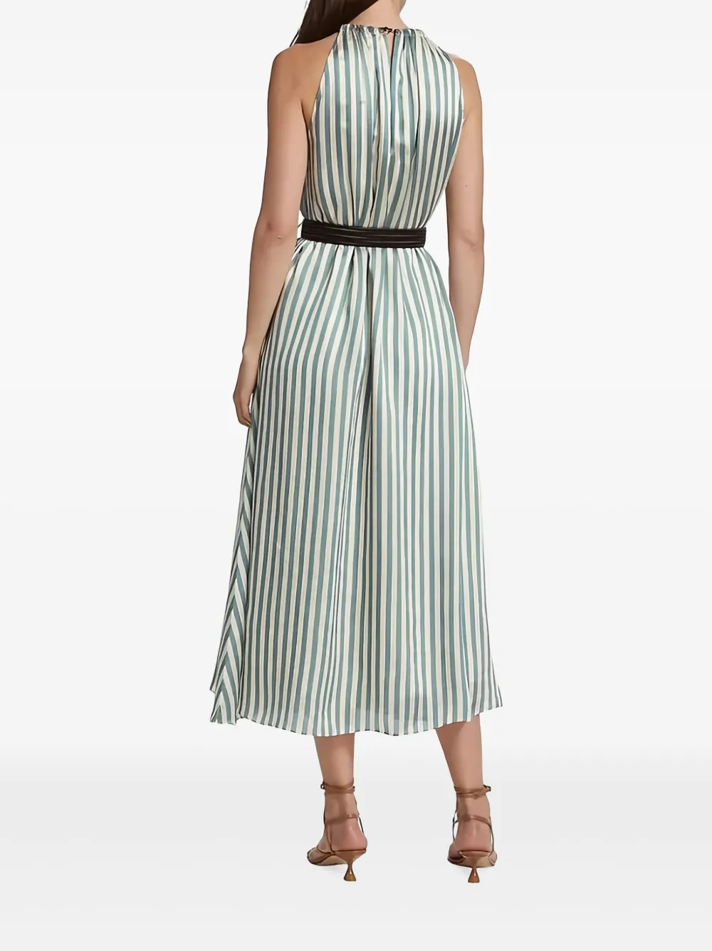 Brunello Cucinelli Gestreepte maxi-jurk Wit