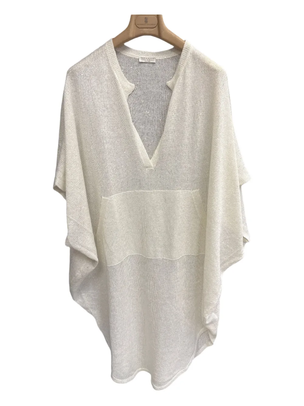Brunello Cucinelli Gebreide poncho Wit