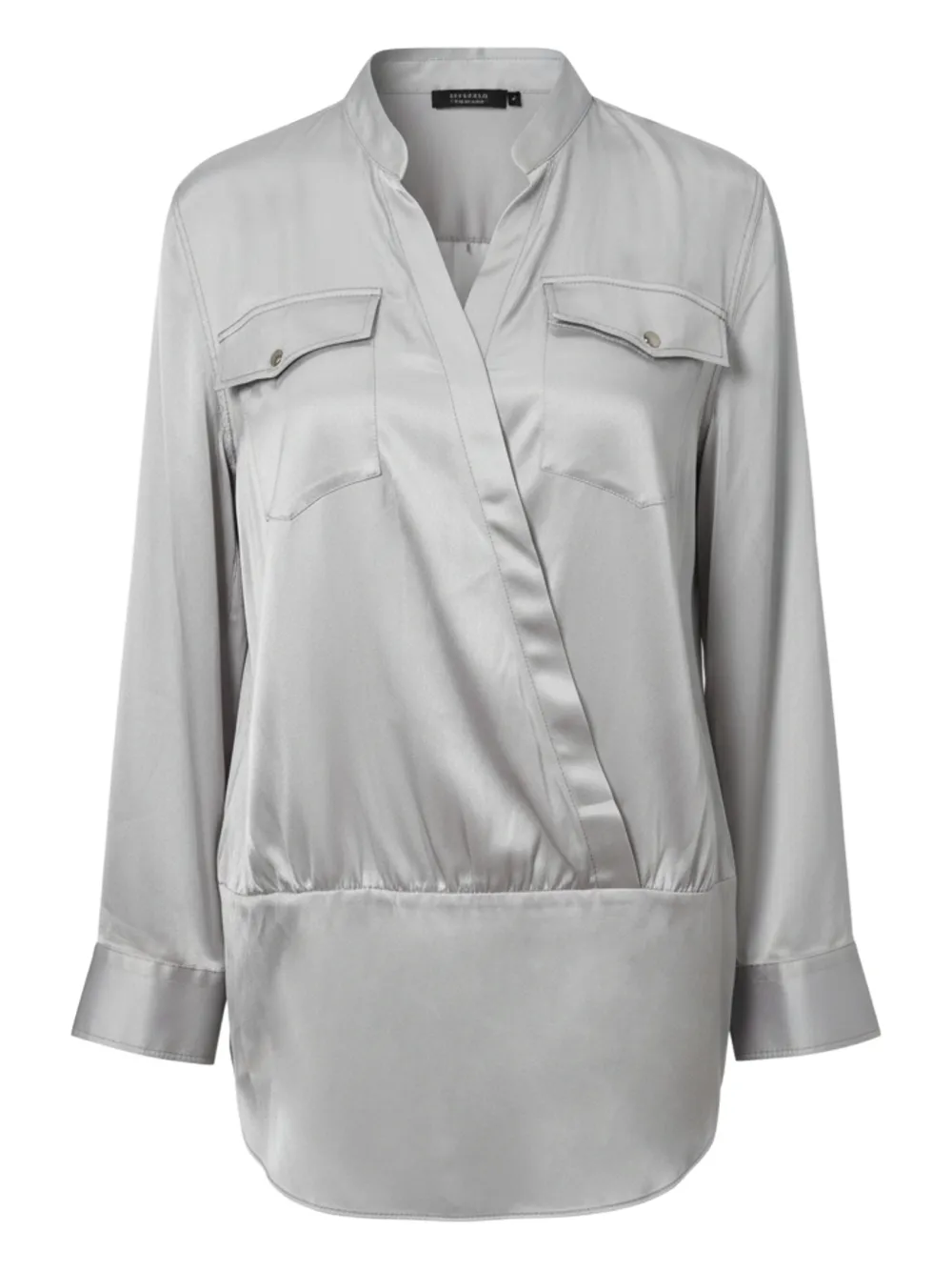 Brunello Cucinelli satin pocket blouse - Argento