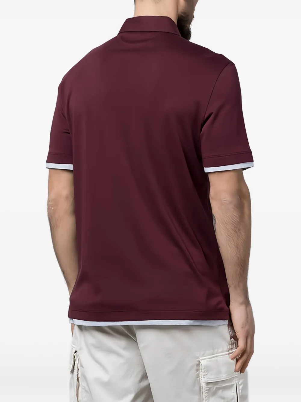 Brunello Cucinelli two-tone trim polo shirt Rood