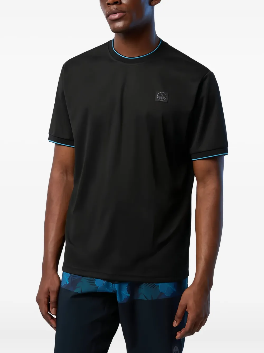 North Sails contrast-trim T-shirt Zwart