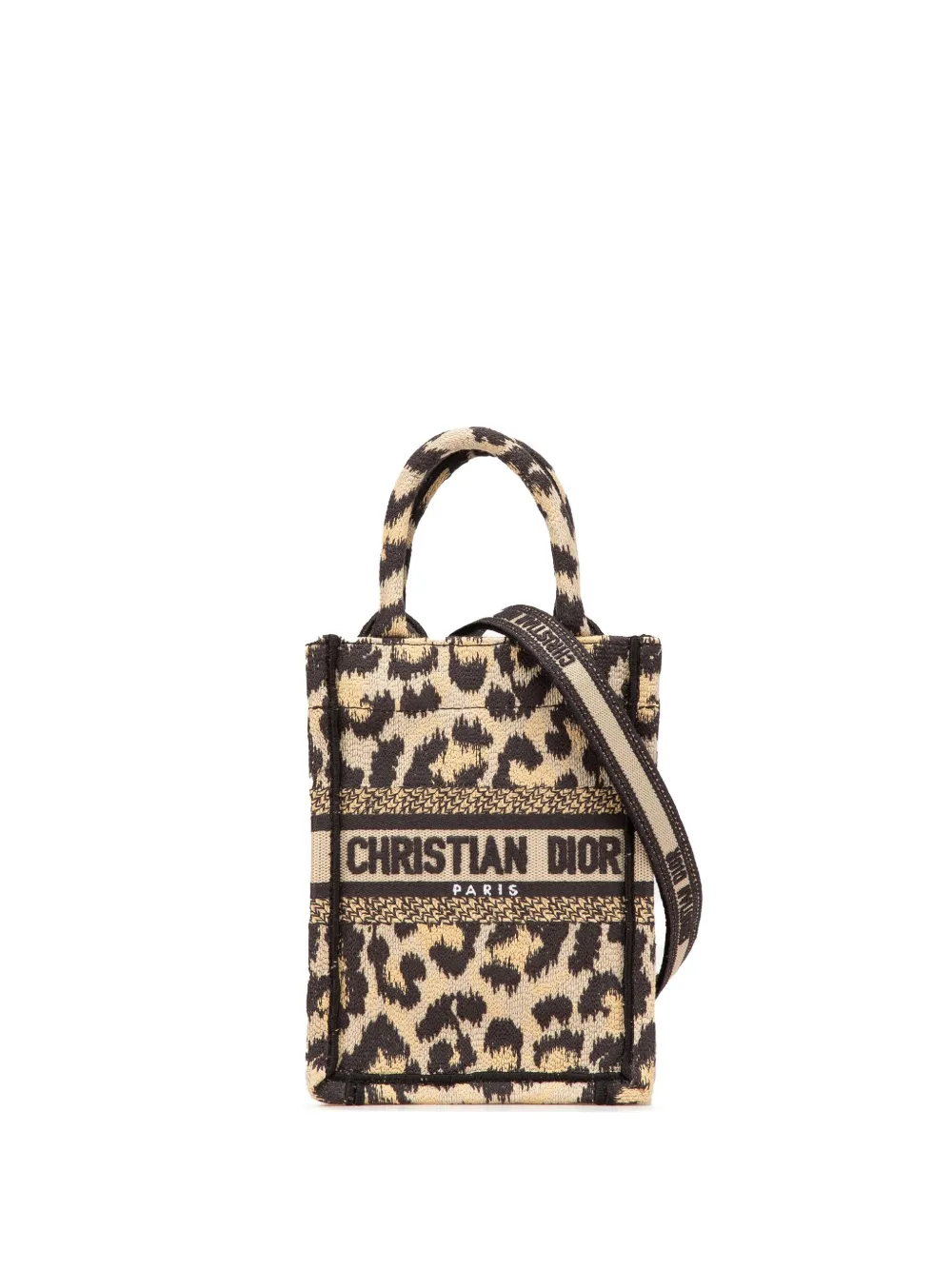 Christian Dior Pre-Owned 2022 ミッツァ ミニ エンブロイダリー キャンバス レオパード バーティカル Christian Dior Pre-Owned 2022 ミッツァ ミニ エンブロイダリー キャンバス レオパード バーティカル