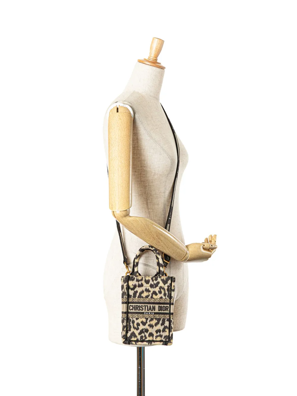 Christian Dior Pre-Owned 2022 Mizza Mini Embroidered Canvas Leopard Vertical Book Tote satchel | Pre-Owned | Image 2