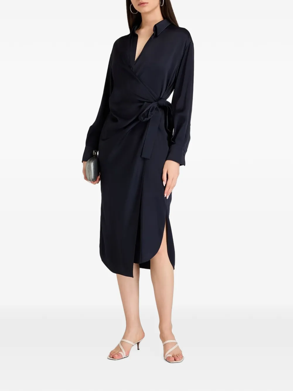 Brunello Cucinelli Midi-jurk met lange mouwen Blauw