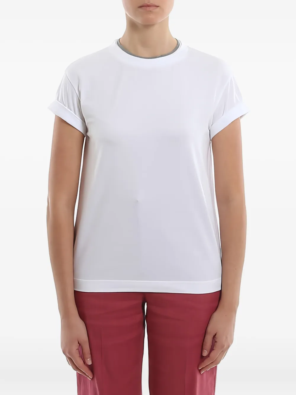 Brunello Cucinelli Rolled-sleeve T-shirt In White