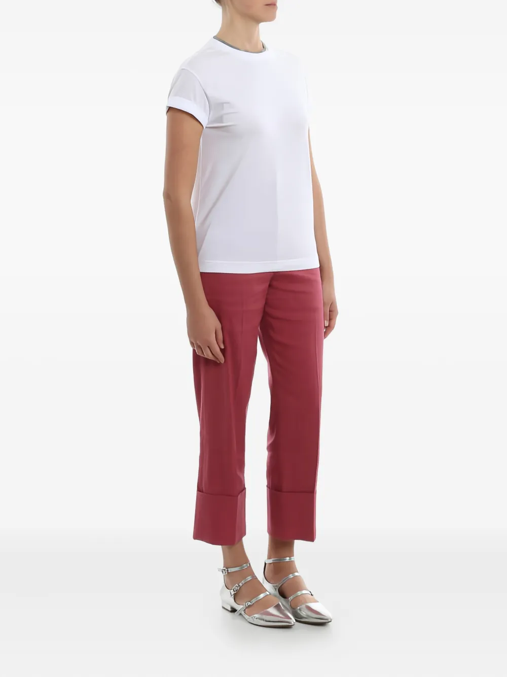 Brunello Cucinelli Rolled-sleeve T-shirt In White