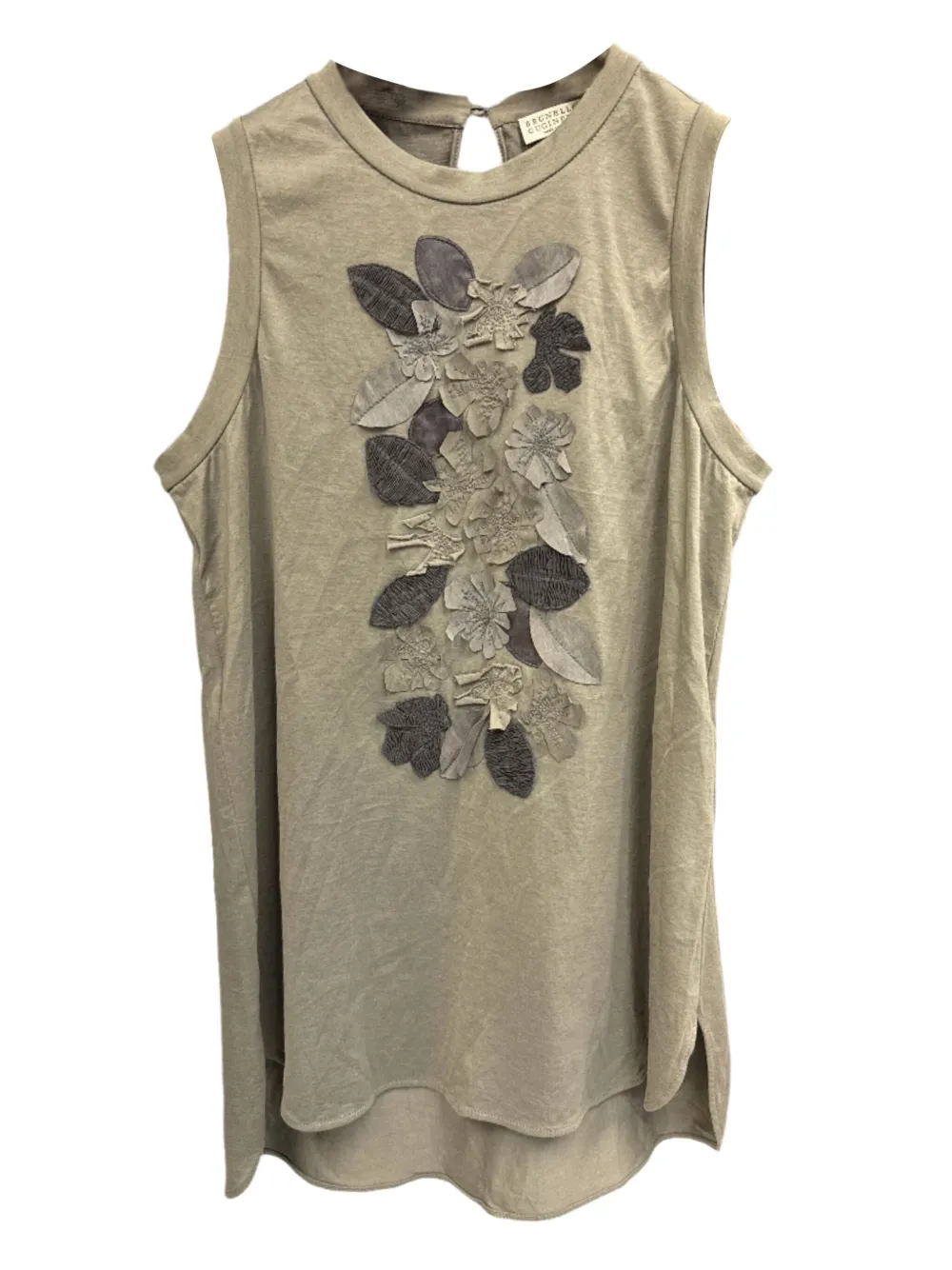 Brunello Cucinelli flower-embroidered sleeveless top | Grey | Image 1