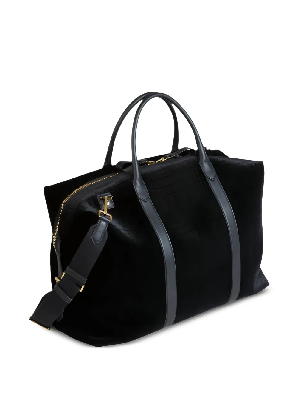 TOM FORD Duffeltas met krokodillen-reliëf Zwart