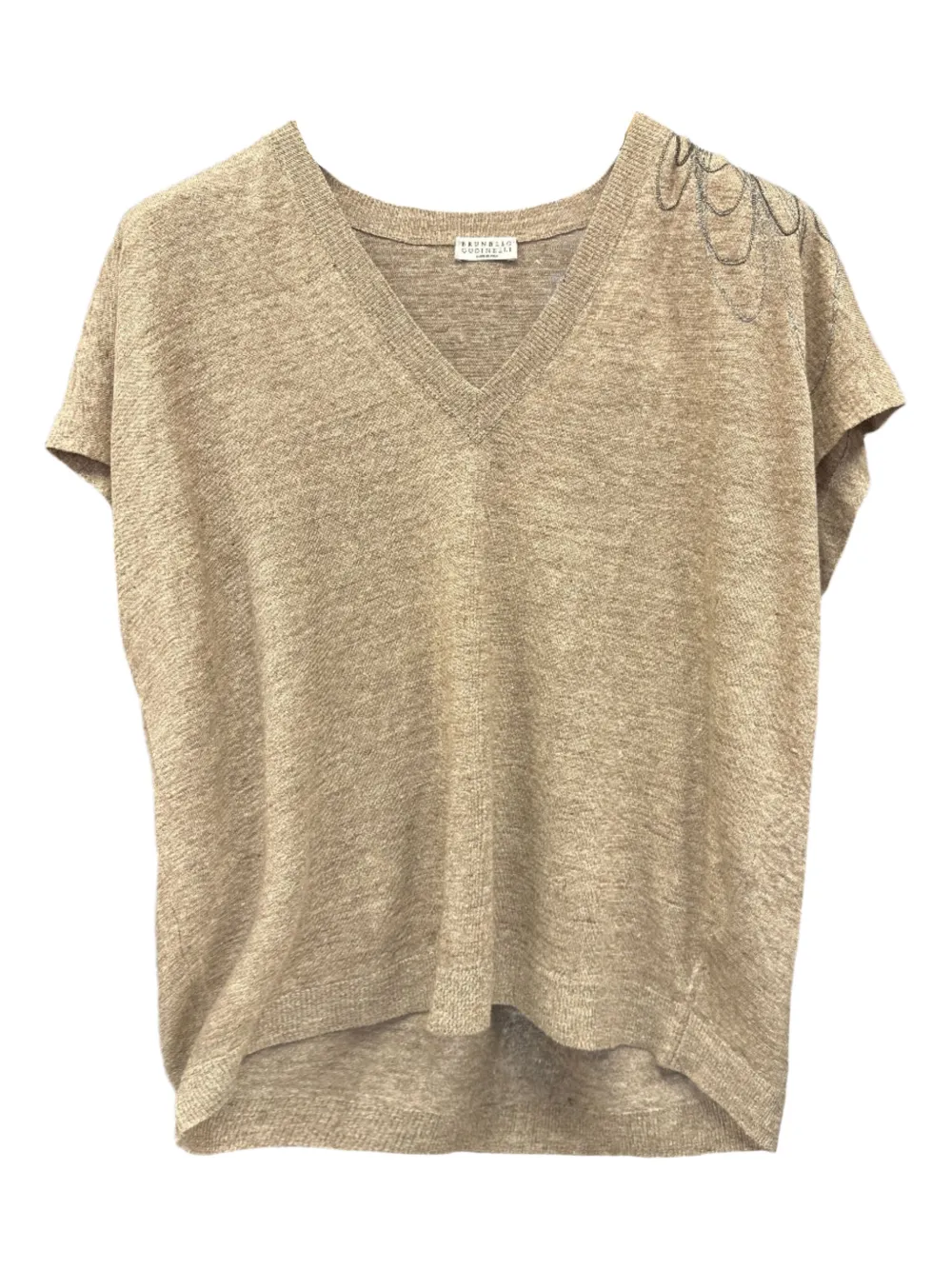 Brunello Cucinelli T-shirt met geborduurde bloemen Beige