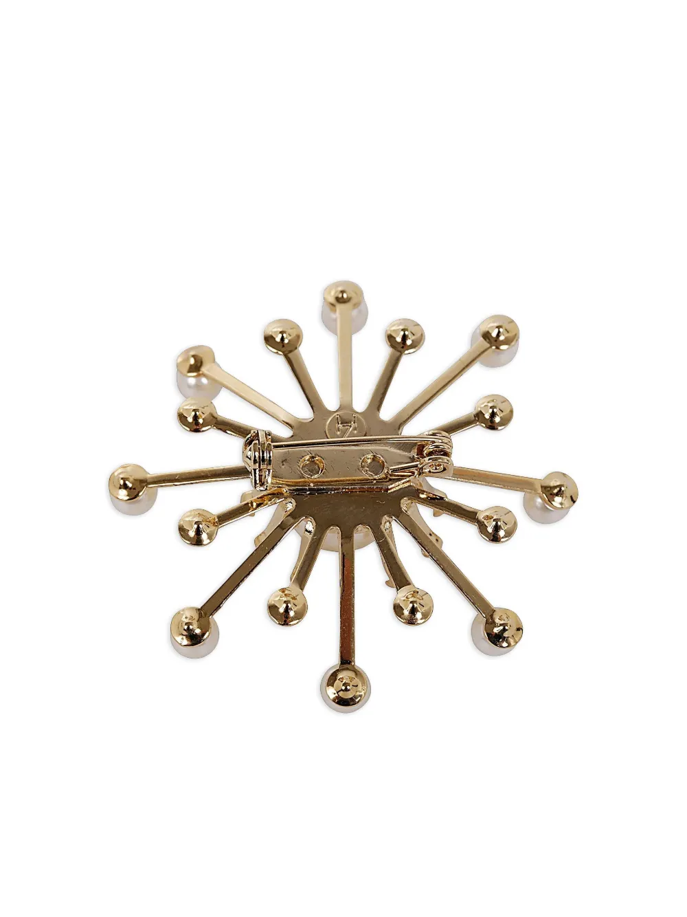 Helene Zubeldia pearl crystal starburst brooch - Goud