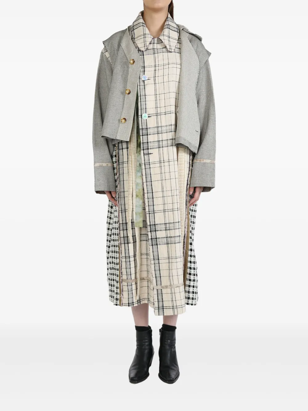 COMMUNS layered check coat | Neutrals | Image 1