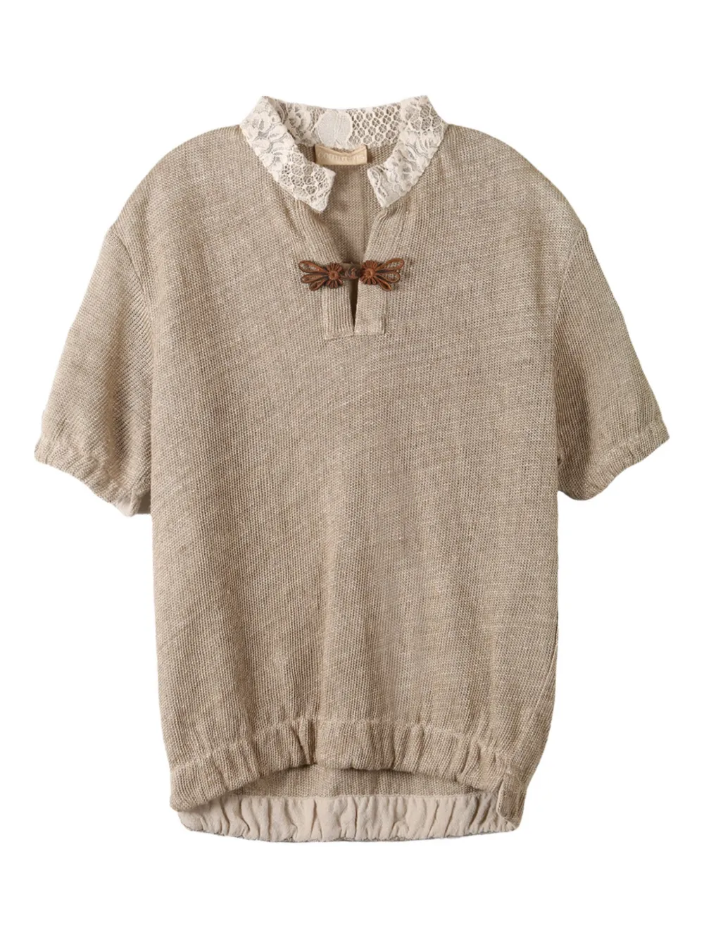 knitted short-sleeve top
