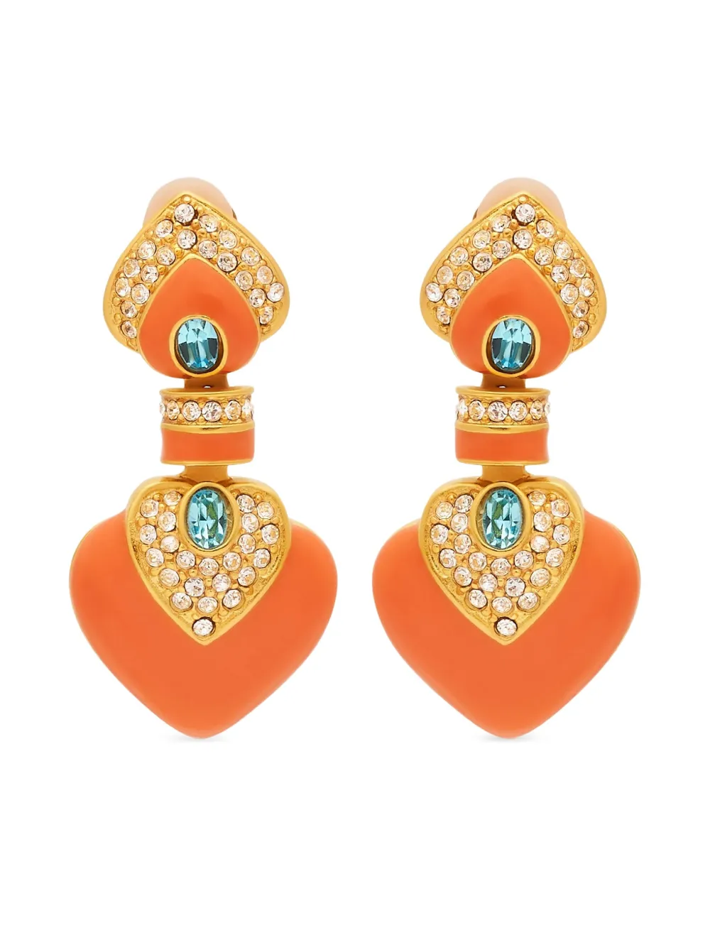 Kenneth Jay Lane Heart drops earrings - Orange