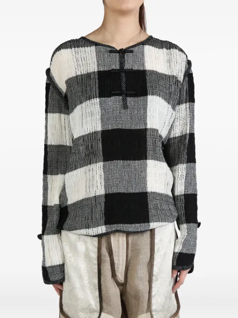 COMMUNS plaid-patterned long-sleeve top