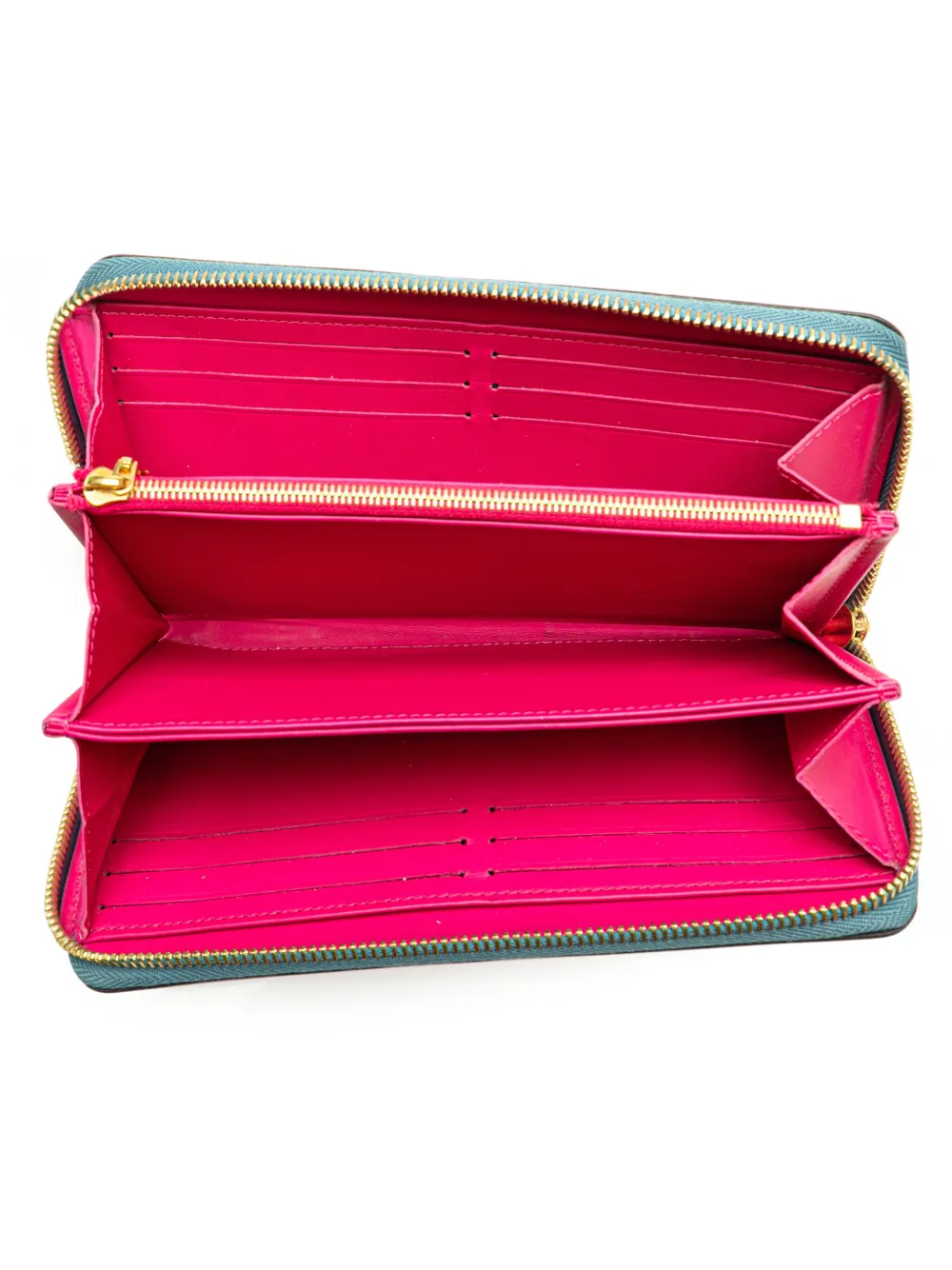 Pre-owned Louis Vuitton 2019 Metallic Monogram Vernis Degrade Zippy Wallet Long Wallets In Blue