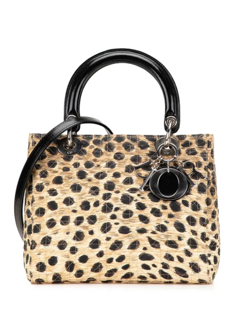 Christian Dior Pre-Owned 1997 Medium Canvas Cannage Leopard Print Lady Dior satchel