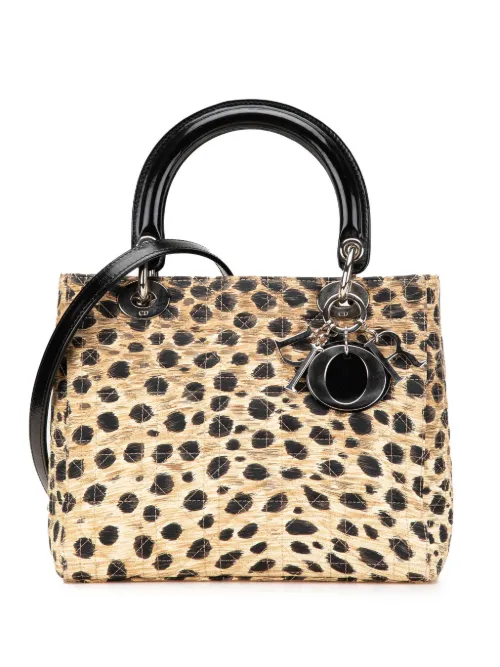 Sac à bandoulière Lady Dior médium en toile à imprimé léopard (1997) - Christian Dior Pre-Owned - Modalova