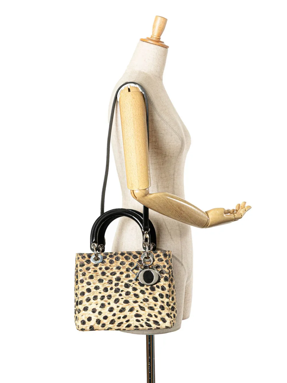 Christian Dior Pre-Owned 1997 Medium Canvas Cannage Leopard Print Lady Dior satchel | Pre-Owned | Image 2