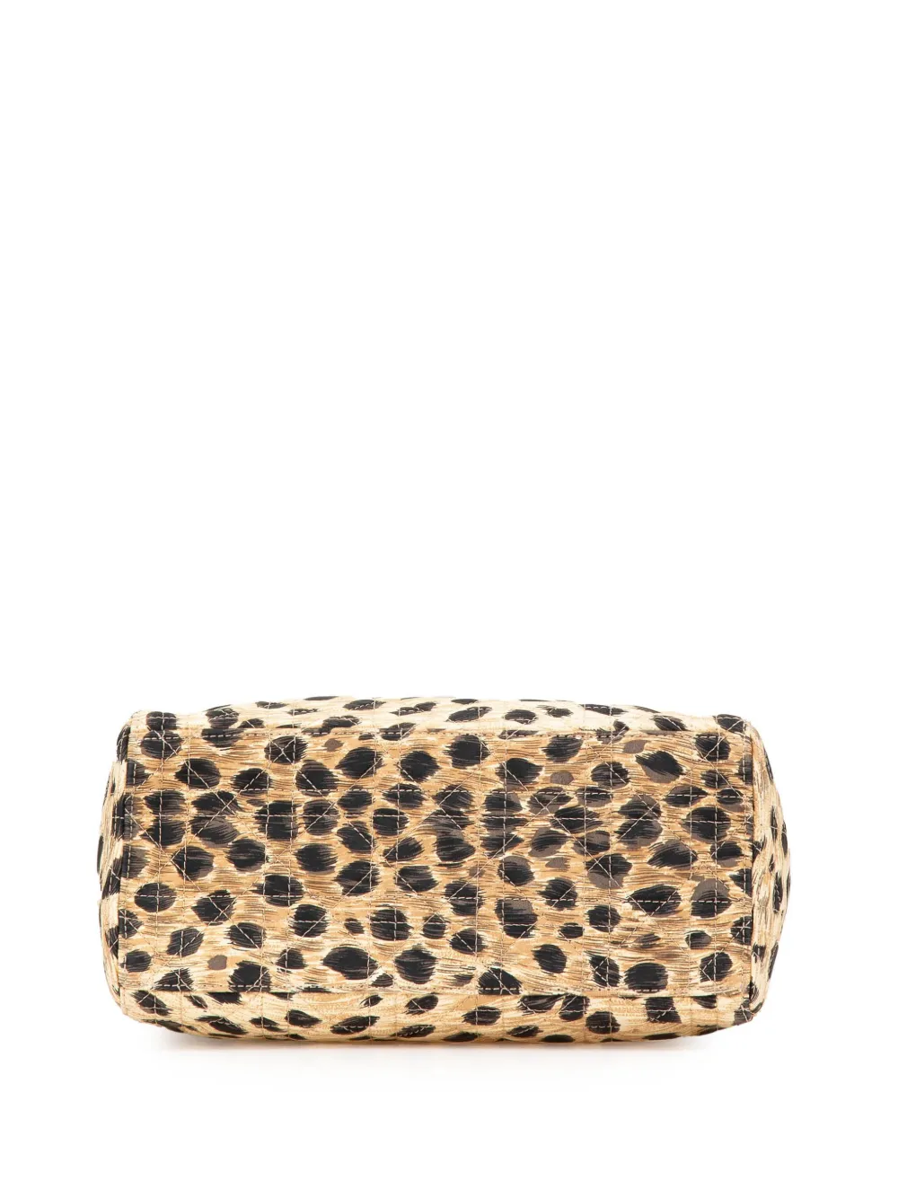 Pre-owned Dior 1997 Medium Canvas Cannage Leopard Print Lady Satchel