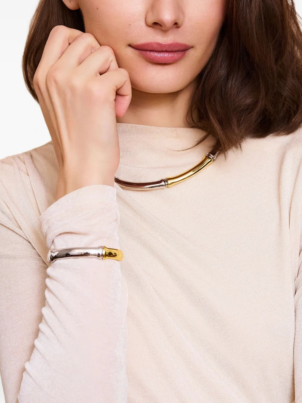 Kenneth Jay Lane Bamboe armband - Zilver