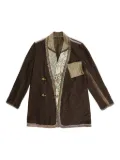 COMMUNS frayed patchwork blazer - Brown