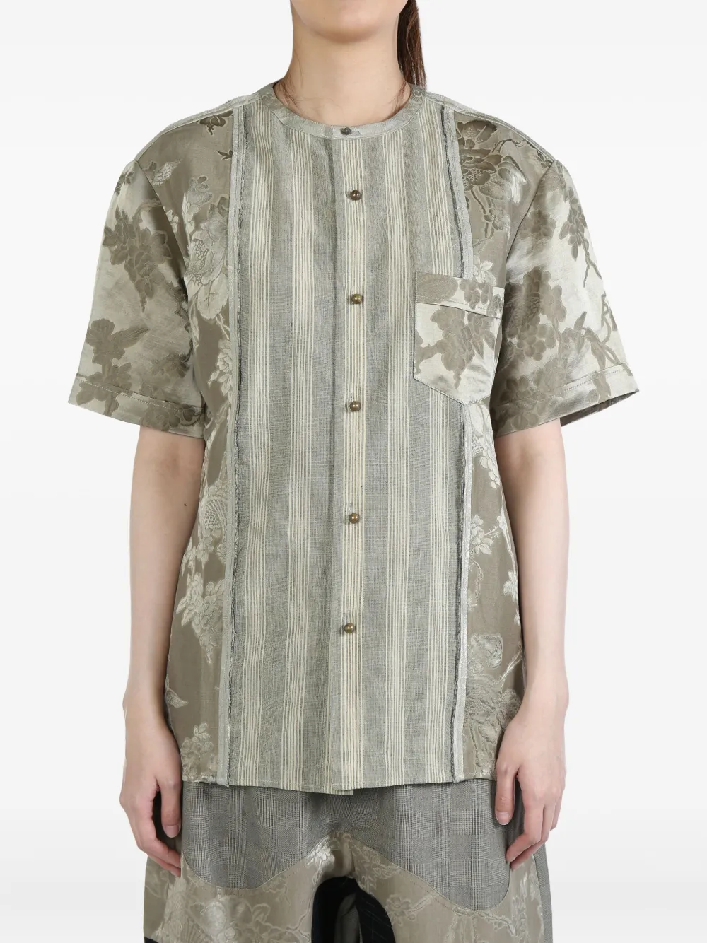 striped floral short-sleeve shirt