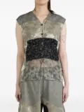 COMMUNS floral-embroidered button-up top - Grey