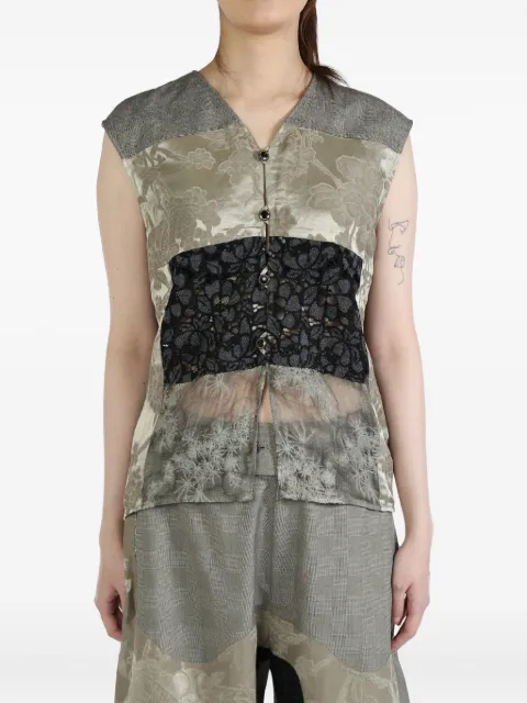 COMMUNS floral-embroidered button-up top