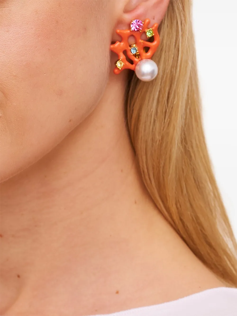 Kenneth Jay Lane Coral Reef oorbellen - Oranje