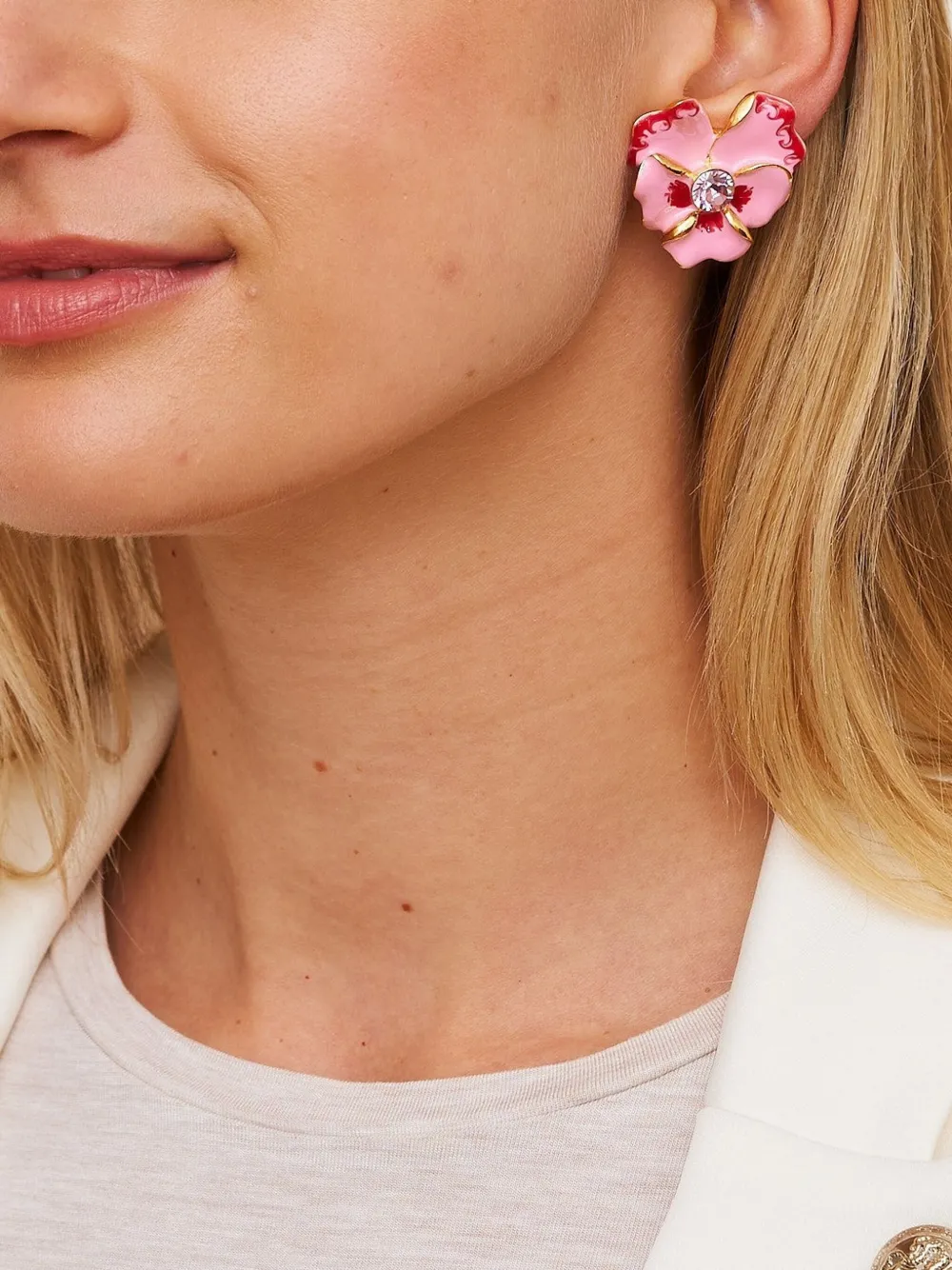 Kenneth Jay Lane Oorbellen met bloemen - Roze