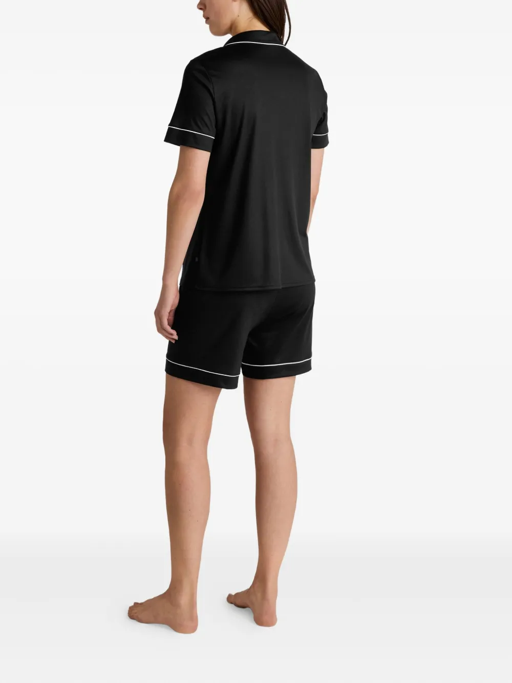 Calida Piped-trim Pyjama Set In Black
