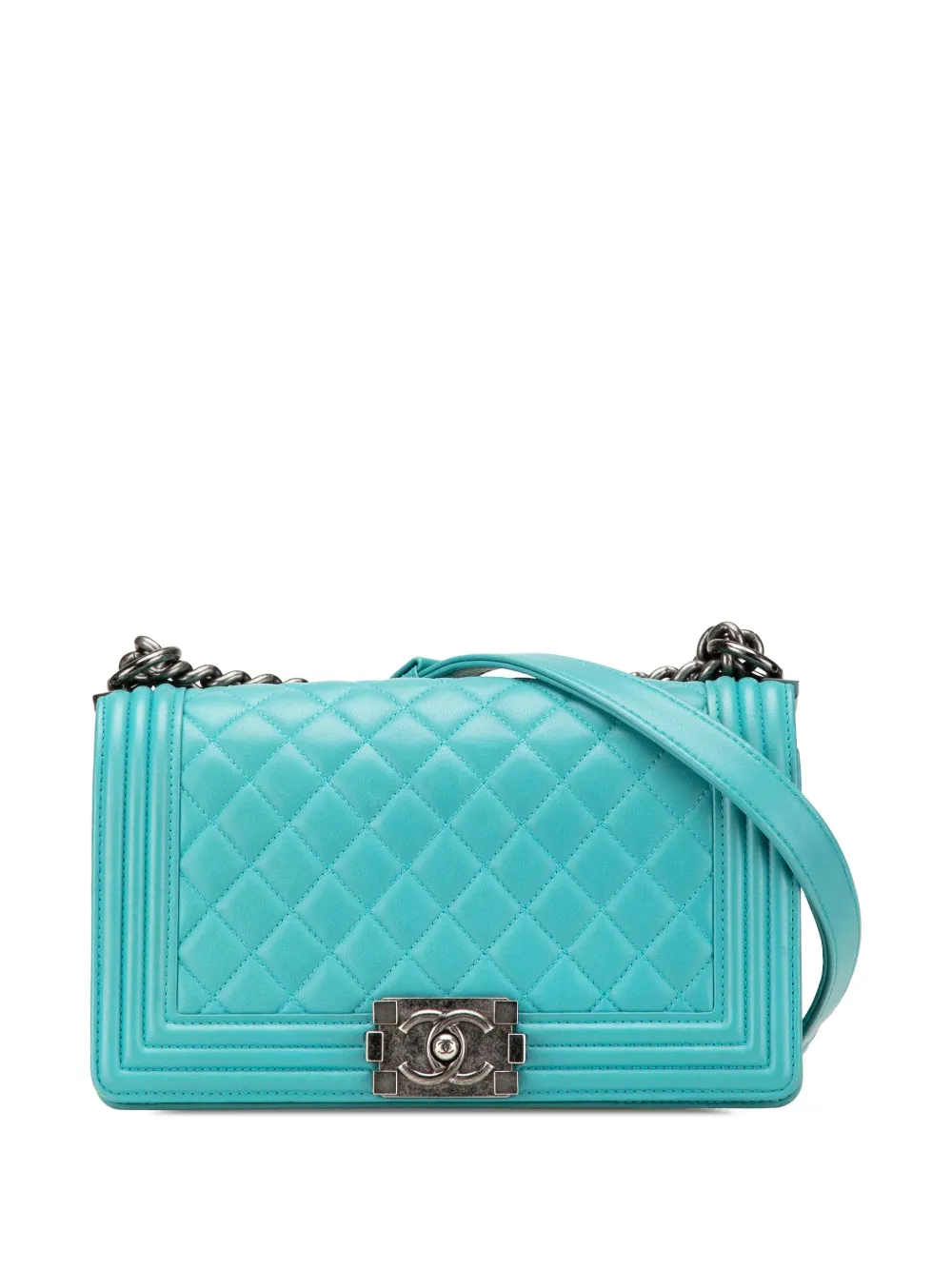 CHANEL Pre-Owned 2014 オールドミディアム マトラッセ ラムスキン ボーイ フラップ ショルダーバッグ - ブルー CHANEL Pre-Owned 2014 オールドミディアム マトラッセ ラムスキン ボーイ フラップ ショルダーバッグ - ブルー