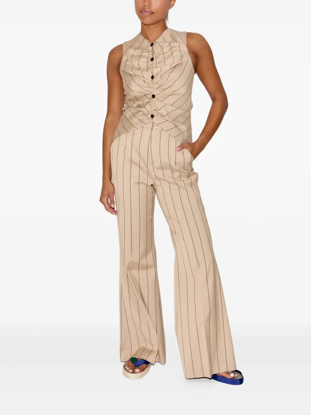 Rosie Assoulin pinstriped trousers - Beige