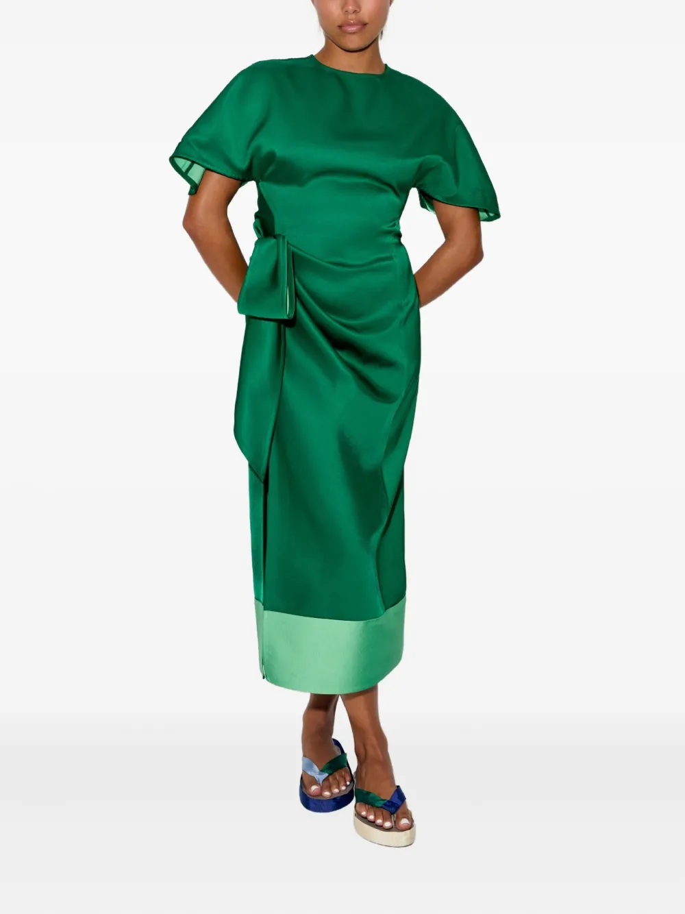 Rosie Assoulin Sash & Slit midi dress - Groen