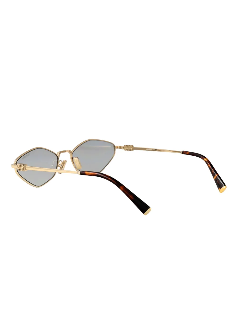 Miu Eyewear Zonnebril met gefacetteerd montuur Goud